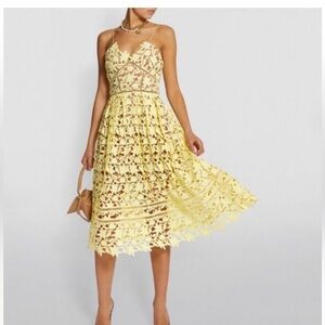 Self Portrait Elegant Yellow Lace Dress